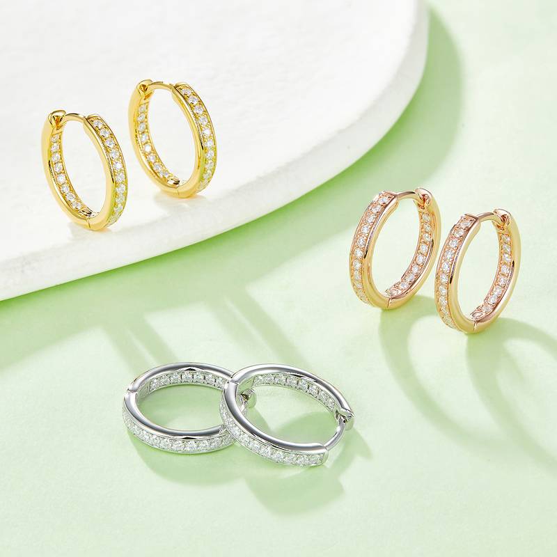 单排对半耳环S925银Moissanite厘石D级0.32ct